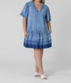 Tanya Taylor Athena Dress In Layered Denim In Multi
