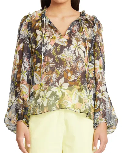 Tanya Taylor Aubrielle Linen & Silk-blend Top In Multi