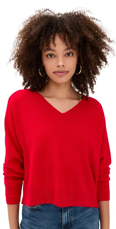 Tanya Taylor Audrey Cashmere V Neck Sweater Scarlet In Red