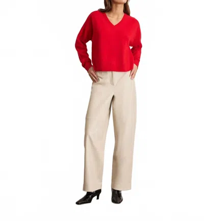 Tanya Taylor Audrey Cashmere V-neck Sweater Top In Scarlet In Red