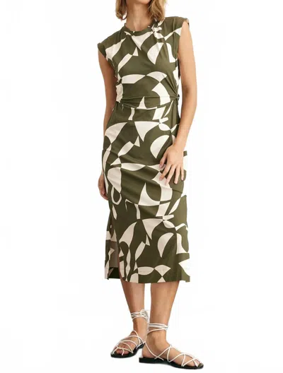Tanya Taylor Aurora Geometric Dress In Fern/ivory In Multi
