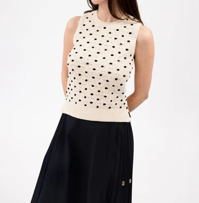 Tanya Taylor Avril Sleeveless Knit Top In Cream And Black In Neutral