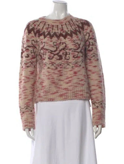 Pre-owned Tanya Taylor Baby Alpaca Patterned Sweater In Pink