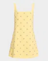 Tanya Taylor Barton Embellished Mini Shift Dress In Lemon Meringue