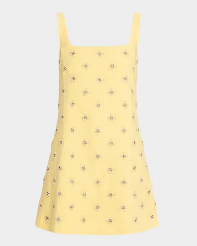 Tanya Taylor Barton Embellished Mini Shift Dress In Lemon Meringue
