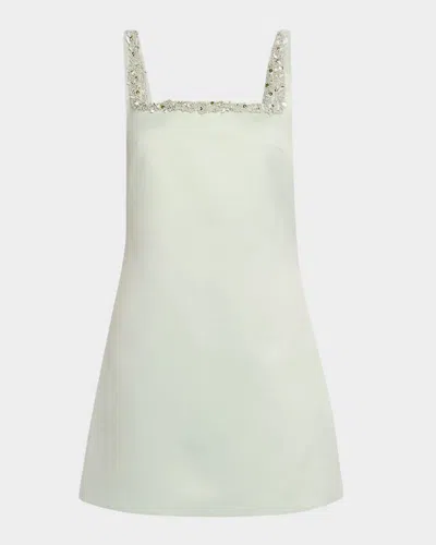 Tanya Taylor Barton Embellished-trim Mini Dress In Animal Print