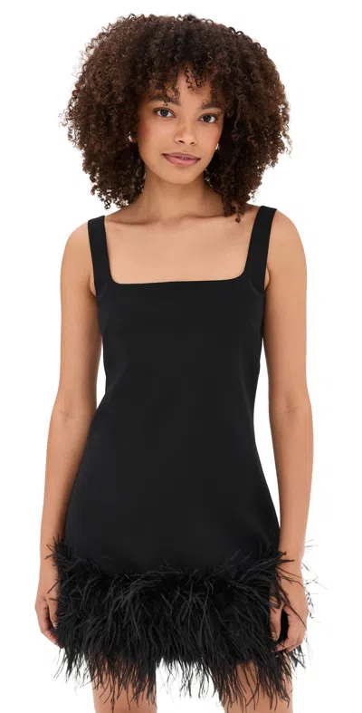 Tanya Taylor Barton Feather Dress Black In Animal Print