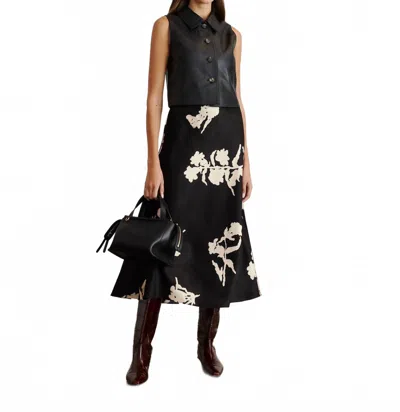 Tanya Taylor Beth Skirt In Dark Fig/cream Multi In Black