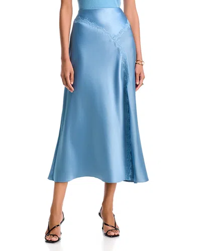 Tanya Taylor Bethany Lace Trim A Line Skirt In Blue