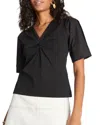 Tanya Taylor Ronelle Twisted Cotton Jersey V-neck Top In Black