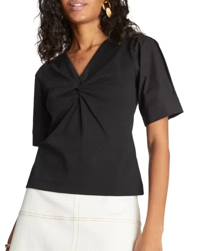 TANYA TAYLOR BLOUSE RONELLE TWIST FRONT TOP IN BLACK