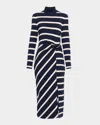 Tanya Taylor Brindy Stripe Turtleneck Midi Dress In Blue