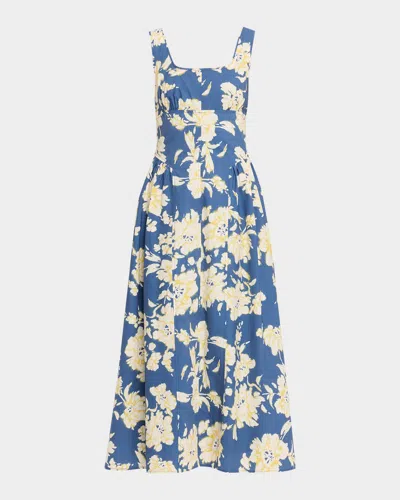 Tanya Taylor Cadence Floral Poplin Midi Dress In Multi