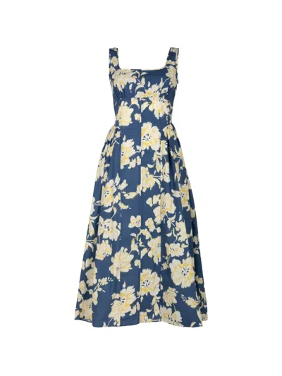 Tanya Taylor Cadence Floral Poplin Midi Dress In Multi