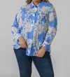 Tanya Taylor Calandra Button Down Top - Plus In Off White Shadow Bloom In Blue