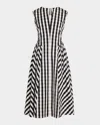 Tanya Taylor Candace Check Sleeveless Midi Dress In Blackivory Multi