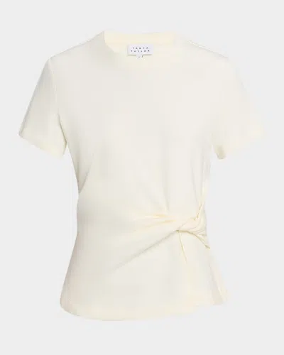 Tanya Taylor Carlita Short-sleeve Twist Top In Chalk