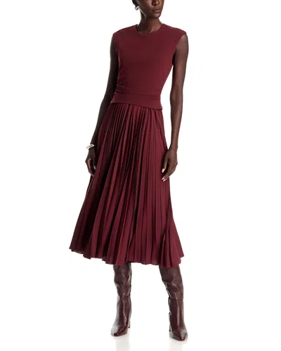 Tanya Taylor Carly Sleeveless Pleated Midi Dress In Brown