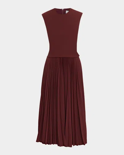 Tanya Taylor Carly Sleeveless Pleated Midi Dress In Brown
