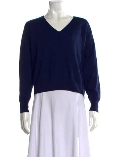 Pre-owned Tanya Taylor Cashmere V-neck Sweater In Blue