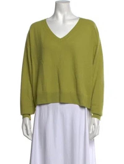 Pre-owned Tanya Taylor Cashmere V-neck Sweater In Green