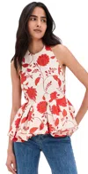 Tanya Taylor Celeste Top Cream/tomato In Multi