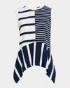 Tanya Taylor Chantel Stripe Sleeveless Top In Maritime Blue Multi Mix
