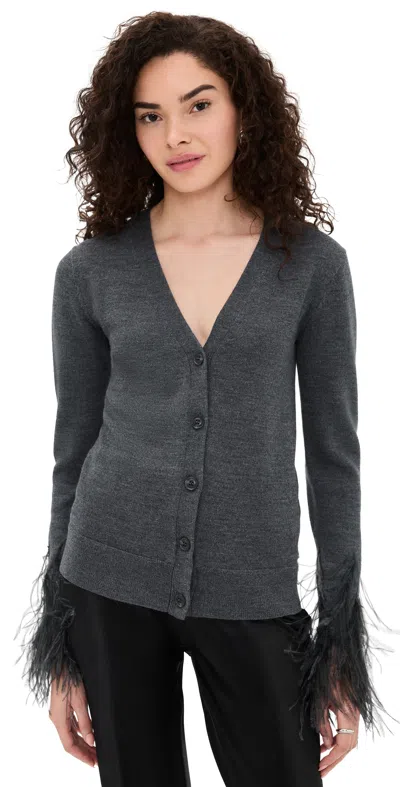 Tanya Taylor Charlotte Feather Cardigan Dark Heather Gray