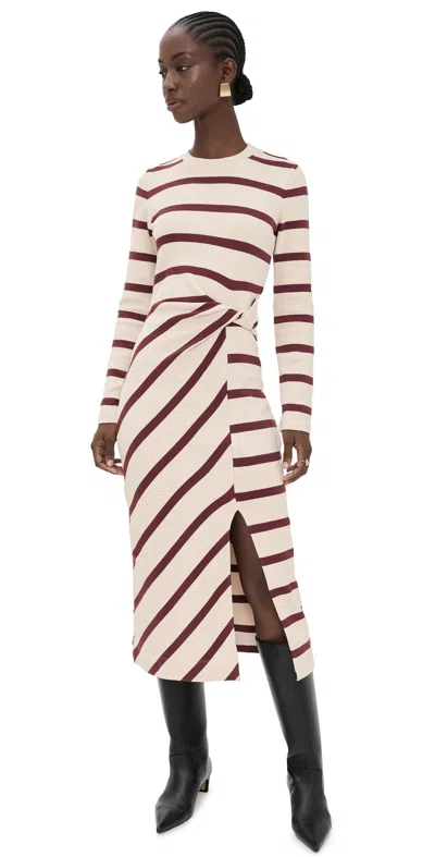 Tanya Taylor Cody Dress Cream/raisin Wide Stripe In Neutral