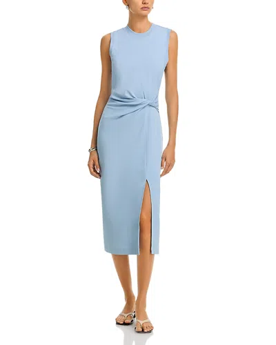 Tanya Taylor Cody Sleeveless Twisted-waist Stretch Linen Midi Dress In Blue