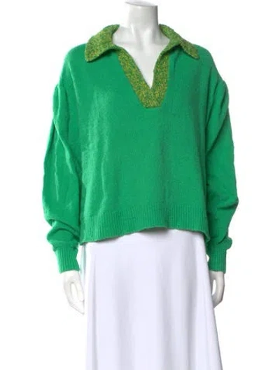 Pre-owned Tanya Taylor Colorblock Pattern Sweater In Green