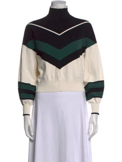 Pre-owned Tanya Taylor Colorblock Pattern Turtleneck Sweater In Neutrals