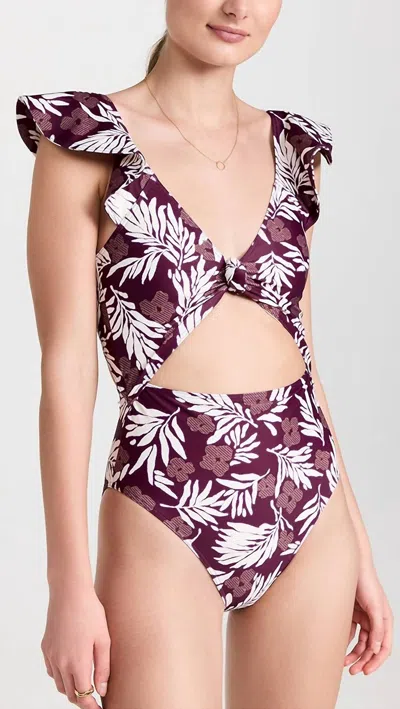 Tanya Taylor Coraline One Piece In Midnight Plum In Multi