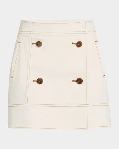 Tanya Taylor Court Double-breasted Mini Skirt In Chalk