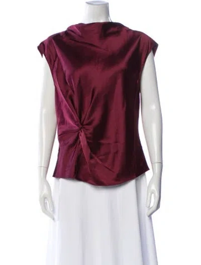 Pre-owned Tanya Taylor Cowl Neck Sleeveless Blouse W/ Tags In Burgundy