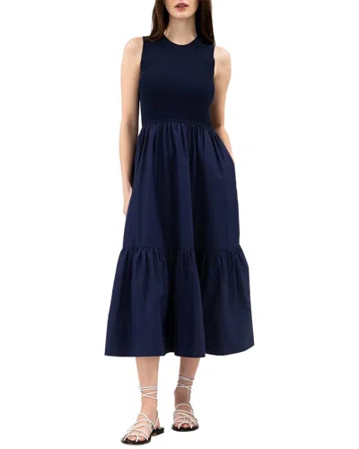 Tanya Taylor Crew Neck Josephina Dress In Blue