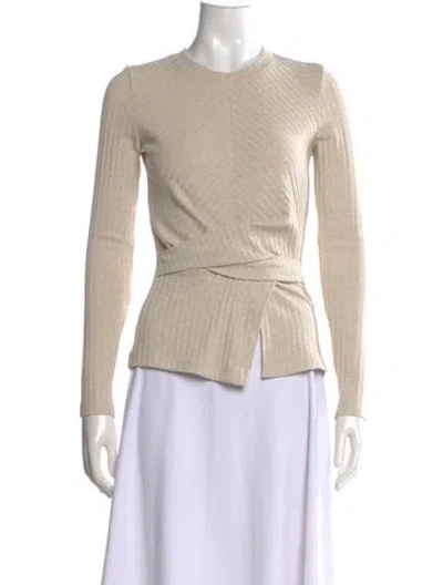 Pre-owned Tanya Taylor Crew Neck Long Sleeve Top In Neutral