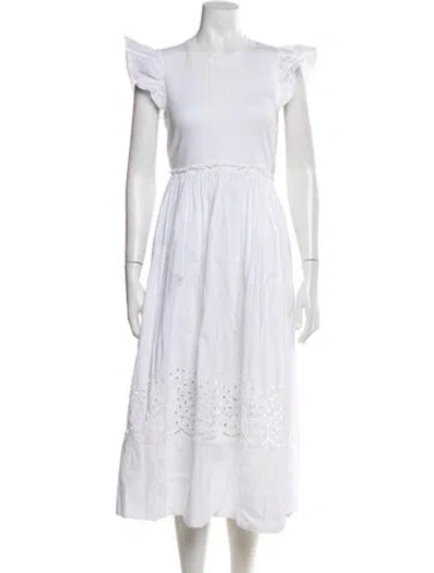Pre-owned Tanya Taylor Crew Neck Midi Length Dress In Gray