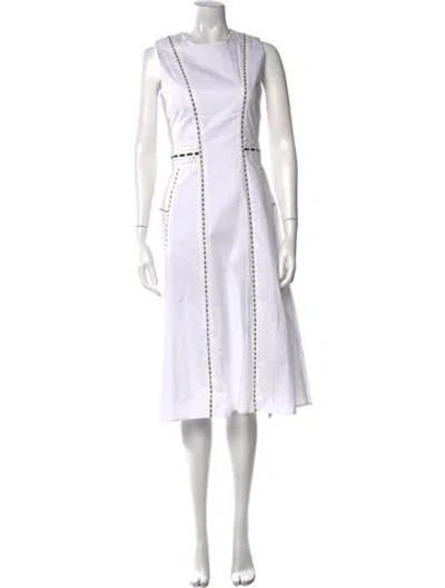 Pre-owned Tanya Taylor Crew Neck Midi Length Dress In White
