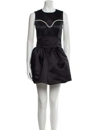 Pre-owned Tanya Taylor Crew Neck Mini Dress In Black