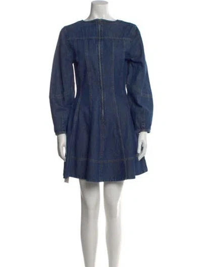 Pre-owned Tanya Taylor Crew Neck Mini Dress In Blue