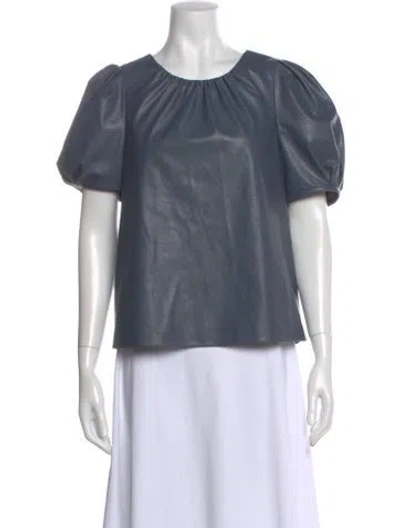 Pre-owned Tanya Taylor Crew Neck Short Sleeve Top In Gray