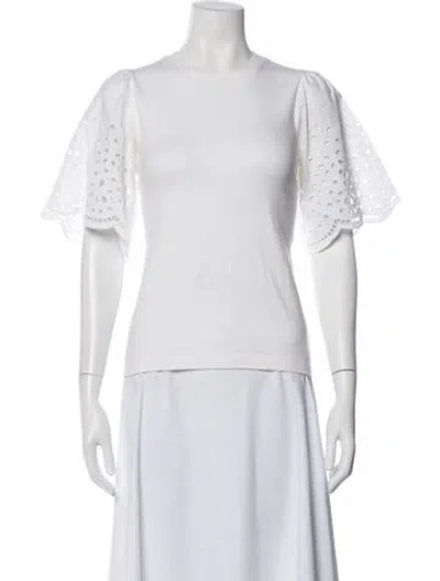 Pre-owned Tanya Taylor Crew Neck Short Sleeve Top In Neutral