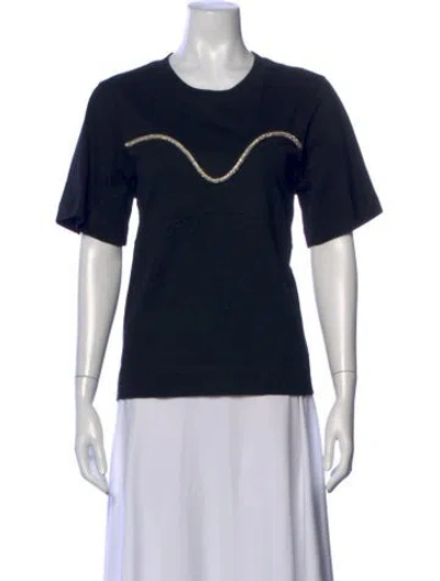 Pre-owned Tanya Taylor Crew Neck Short Sleeve T-shirt In Black/blue