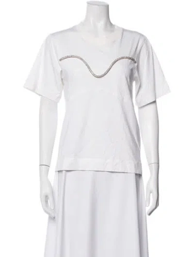 Pre-owned Tanya Taylor Crew Neck Short Sleeve T-shirt In White