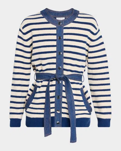 Tanya Taylor Delia Stripe Cardigan In Blue