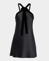 Tanya Taylor Elfreda Sleeveless Bow Mini Dress In Black