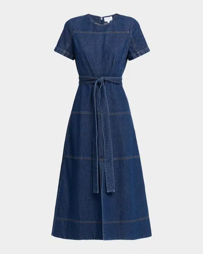 Tanya Taylor Ella Denim Midi Dress In Blue