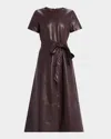 Tanya Taylor Ella Faux Leather Midi Dress In Brown