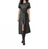 Tanya Taylor Ella Vegan Leather Midi Dress In Deep Army In Brown